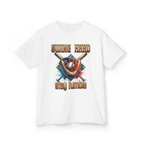 Youth Baseball Tee: 'Swing Hard, Stay Humble' Design
