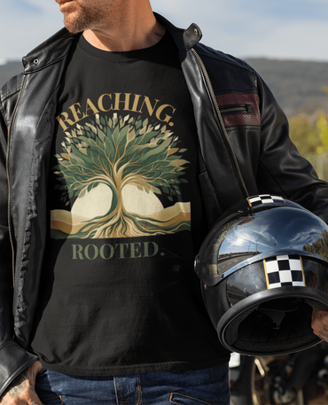 Reaching. Rooted. | Cotton Tree Graphic T-Shirt